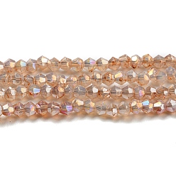 Сэнди Коричневый Запекание окрашенные прозрачные стеклянные бусины нити, имитация Opalite, AB цвет, граненые, двухконусные, песчаный коричневый, 3x2.5 мм, отверстие : 0.8 мм, около 168~172 шт / нитка, 16.30~17.01 дюйм (41.4~43.2 см)