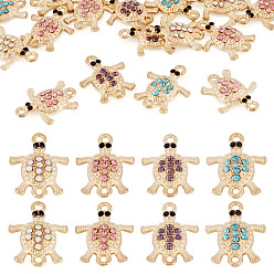 (52) Непрозрачная лаванда 16шт. сплава стразы соединительные подвески, золотой свет, без кадмия и без свинца, черепаха, разноцветные, 19x15x3 мм, отверстие : 1.6 мм