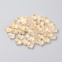 Champagne Yellow Electroplate Glass Beads, Star, Champagne Yellow, 8.5x8.5x4mm, Hole: 1mm