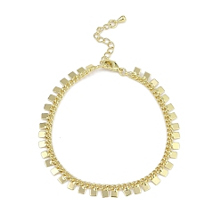 Квадрат Латунные браслеты с покрытием для женщин, реальный 18 k позолоченный, долговечный, без свинца и без кадмия, квадратный, 7-1/8 дюйм (18 см)