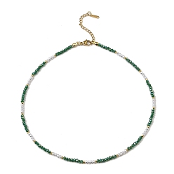 Sea Green Glass Beaded Necklaces, Sea Green, 18.66 inch(47.4cm)
