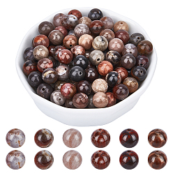 Petrified Wood Natural Petrified Wood Round Bead Strands, 8mm, Hole: 1mm, about 47pcs/strand, 15 inch, 2strands/box