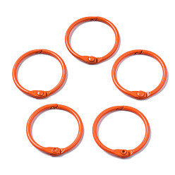 Dark Orange Spray Painted Iron Split Key Rings, Ring, Dark Orange, 30x4mm
