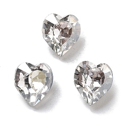 Серебряный Оттенок K 9 кабошоны из стеклянного страза, задние и задние, сердце, серебряный оттенок, 6.5x6x4 мм