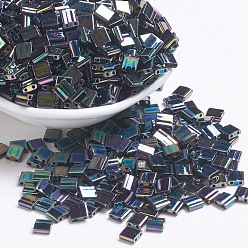 (TL455) Metallic Variegated Blue Iris MIYUKI TILA Beads, Japanese Seed Beads, 2-Hole, (TL455) Metallic Variegated Blue Iris, 5x5x1.9mm, Hole: 0.8mm, about 1180pcs/100g
