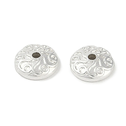 Посеребрённый Шапочки и конусы для бусин, латунные, без кадмия, без никеля и без свинца, цветочным узором, 925 серебро покрытием, 8x2.5 мм, отверстие : 1.4 мм