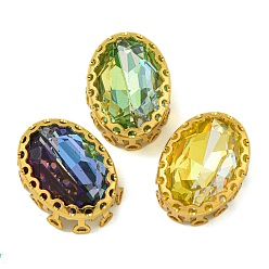 (52) Непрозрачная лаванда Шить на горный хрусталь, многожильные звенья из стекла, хрусталя и стразов, с настройками латуни, аксессуары для одежды, овальные, разноцветные, 19x14x8 мм, отверстие : 1.2 мм