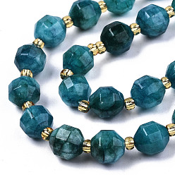 Dark Cyan Natural Dolomite Beads Strands, Faceted, Dyed, Round, Dark Cyan, 8x8mm, Hole: 1.2mm, about 33pcs/strand, 15.16 inch~15.35 inch(38.5cm~39cm)