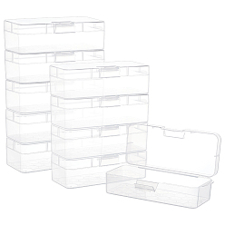 Прозрачный 10шт. прозрачные пластиковые коробки для хранения, контейнеры для бисера с откидной крышкой, прямоугольные, прозрачные, 16.3x6.57x4.62 см