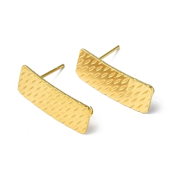 Golden Ion Plating(IP) 304 Stainless Steel Stud Earring Finding, with Vertical Loops, Rectangle, Golden, 20x8mm, Hole: 2.5mm, Pin: 0.8mm