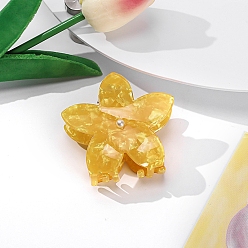 (932FM) Темно-синий аква-матовый с подкладкой Заколки для волос в форме когтей из ацетата целлюлозы, аксессуары для волос для женщин и девочек, цветок, темно-золотистые, 63x64 мм