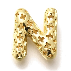 Letter N Латунные подвески, подвески с полыми буквами, стойки покрытие, долговечный, без кадмия и без свинца, Письмо N, 20.5x17.5x8 мм, отверстие : 5x2.7 мм