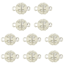 Серебро 10 сумки со стразами и магнитными застежками, с петлями, круглые, серебряные, 16x10 мм, отверстие : 1.5 мм