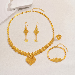 Золотой Роскошные браслеты, серьги, ожерелья и кольца из полого ближневосточного сплава с подвеской в виде сердца и кисточками, золотые