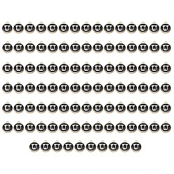 Letter U Позолоченные подвески из эмалевого сплава, эмалированные блестки, плоско-круглые, чёрные, letter.u, 14x12x2 мм, отверстие : 1.5 мм, 100 шт / коробка