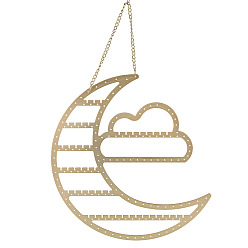 Золотой Подвесные витрины для железных ювелирных изделий в форме облака и луны для колец, Серьги, , украшение стены дома, золотые, 30x28x0.2 см