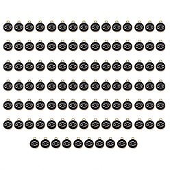 Cancer Alloy Enamel Pendants, Flat Round with Constellation, Light Gold, Black, Cancer, 15x12x2mm, Hole: 1.5mm, 100pcs/Box