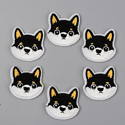Black Computerized Embroidery Cloth Iron on/Sew on Patches, Appliques, Costume Accessories, Dog, Black, 33x34x1.5mm