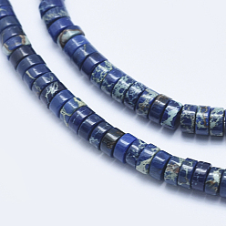 Midnight Blue Natural Imperial Jasper Beads Strands, Dyed, Heishi Beads, Flat Round/Disc, Midnight Blue, 4x2~2.5mm, Hole: 0.8mm, about 175~180pcs/strand, 15.7 inch(40cm)