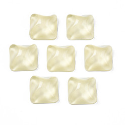 Шампанско-Желтый Прозрачные смолы кабошоны, кабошоны водной ряби, квадратный, шампанское желтый, 16x16x8.5~9 мм