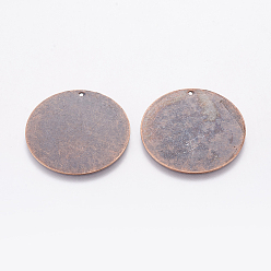 Red Copper Metal Tags, Brass Stamping Blank Tag Pendants, Flat Round, Red Copper, 34x0.5mm, Hole: 1mm