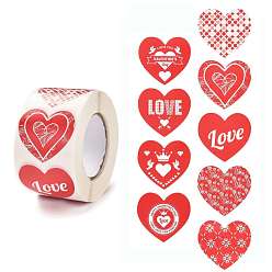 Patrones Mixtos Pegatinas autoadhesivas con temática de san valentín, rollo de etiqueta, corazón, para regalos decorativos de fiesta, patrones mixtos, 3.8x3.8 cm, 500pcs / rollo