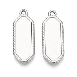 Нержавеющая Сталь Цвет 304 Настройки кабошон из нержавеющей стали кулон, полигон прелести, цвет нержавеющей стали, 28x10x2 мм, отверстие : 1.6~1.8 мм, лоток : 22.5x7.5 мм