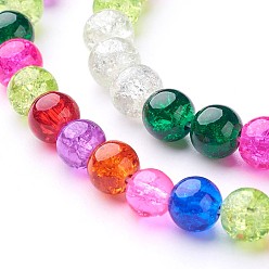 Mixed Color Crackle Glass Beads Strands, Round, Mixed Color, 8~8.5mm, Hole: 1~1.6mm, about 48pcs/strand, 16 inch
