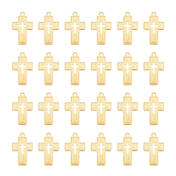 Золотой 24 шт. ионное покрытие (ip) 304 подвески из нержавеющей стали, крест прелести, религия, золотые, 23x14x1 мм, отверстие : 1.8 мм