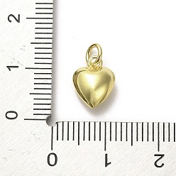 Золотой 925 стерлингов серебряные подвески, подвески-сердечки с кольцами-прыгунами, золотые, 10x8x5 мм, отверстие : 3 мм