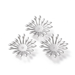 Нержавеющая Сталь Цвет Не тускнеет 304 колпачки из нержавеющей стали, многоцветные, цветок, цвет нержавеющей стали, 25x25x4 мм, отверстие : 2 мм