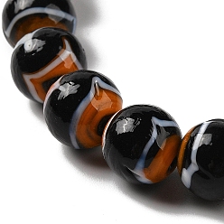 Black Handmade Lampwork Beads Strands, Round, Black, 12mm, Hole: 1.8mm, about 42~45pcs/strand, 18.50''~20.87''(47~53cm)
