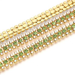 Светло-зеленый Железо горный хрусталь чашка цепи, с катушкой, золотые, светло-зеленый, 8.5x3 мм, около 14.99 футов (4.57 м) / рулон