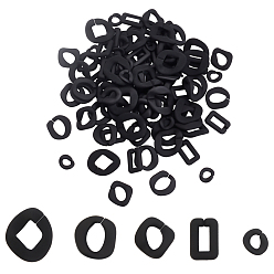 Noir Pandahall elite 100 pcs 5 styles anneaux de liaison en acrylique de style caoutchouté, connecteurs à liaison rapide, pour faire des chaînes, torsion, noir, 20 pcs / style