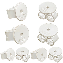 Платинированный 925 орехи из стерлингового серебра, плоско-круглые, с двухсторонней замшевой тканью для полировки серебра, Реальная платина, 5~6x5 мм, отверстие : 0.9 мм, 4 пары