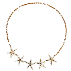 Light Gold Цепи для тела в виде морских звезд из богемского сплава с белой эмалью и железными звеньями для женщин, золотой свет, 890 мм