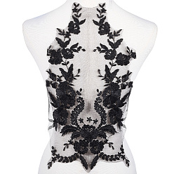 Черный Полиэстеровые заплатки, аппликации из ткани, цветок, чёрные, 465x335x1 мм