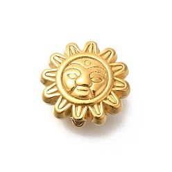 Настоящее золото 18K Ионное покрытие (ip) 304 шарики из нержавеющей стали, солнце, реальный 18 k позолоченный, 14.5x6 мм, отверстие : 1.8 мм
