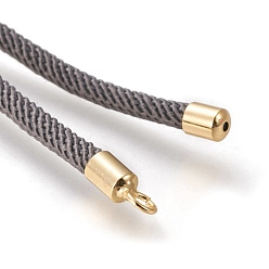 Gray Nylon Twisted Cord Bracelet Making, Slider Bracelet Making, with Eco-Friendly Brass Findings, Round, Golden, Gray, 8.66~9.06 inch(22~23cm), Hole: 2.8mm, Single Chain Length: about 4.33~4.53 inch(11~11.5cm)