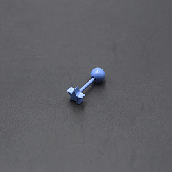 Васильковый Окрашенные в 316l хирургические серьги из нержавеющей стали для хряща, звезда, васильковый, 6x5 мм