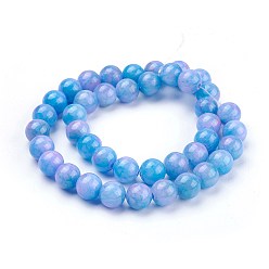 Mixed Color Natural Yellow Jade Beads Strands, Dyed, Round, Mixed Color, 10mm, Hole: 1mm, about 40pcs/strand, 15.75 inch