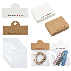 Mixed Color 100Pcs 2 Colors Rectangle Paper Foldable Header Cards, with 100Pcs OPP Cellophane Bags, Mixed Color, 6x8x0.05cm, Hole: 8mm, 50pcs/color