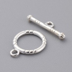 Sterling Silver 925 Sterling Silver Toggle Clasps, Ring: 14x11.5mm, Bar: 17x5mm, Hole: 1.5mm