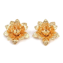 Настоящее золото 18K Шапочки и конусы для бусин, латунные, цветок, без никеля , реальный 18 k позолоченный, 15x16x6.5 мм, отверстие : 1 мм