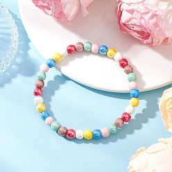 Разноцветный Круглые эластичные браслеты из перламутрового фарфора ручной работы для женщин, красочный, 1/4 дюйм (0.65 см), внутренний диаметр: 2-3/8 дюйм (5.95 см)