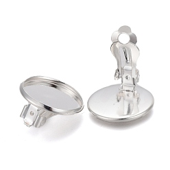 Серебро 304 клипсы из нержавеющей стали, плоско-круглые, серебряные, лоток : 10 мм, 16.5x12x8 мм
