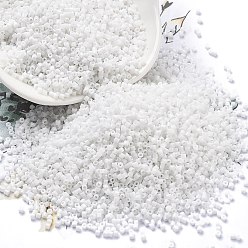 Белый Стеклянный бисер непрозрачных цветов, цилиндр, белые, 1.6x1.3 мм, отверстие : 0.8 мм, Около 60000 шт / фунт