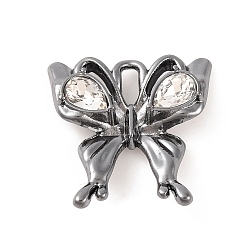 Черный Латунные микропаве прозрачные подвески с фианитом, бабочка, чёрные, 20x20x4.5 мм, отверстие : 1.5x4.5 мм