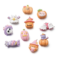 (52) Непрозрачная лаванда Подвески из непрозрачной смолы на Хэллоуин, с железной платиной петлей, разнообразные, разноцветные, 20~32x14~35.5x8.5~11 мм, отверстие : 2 мм