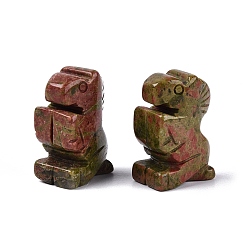 Unakite Figurine de cheval unakite naturelle, cadeau de pierre énergétique feng shui pour la décoration de bureau à domicile, 25.5~27x17.5~20x11~13mm